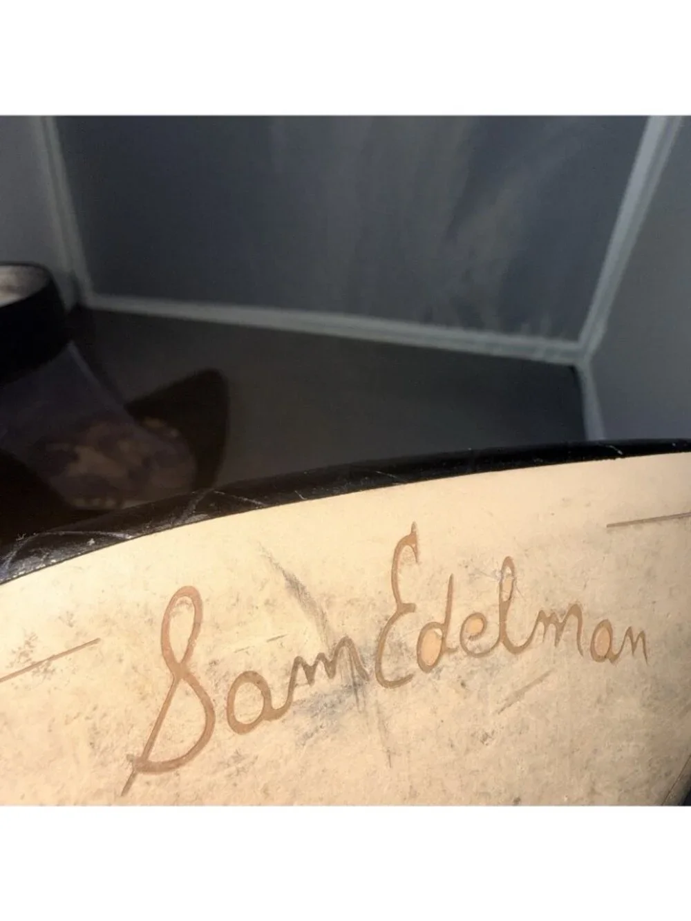 Sam Edelman Okala Croc Embossed Leather Strap Heels Black Size 8.5M - Picture 8 of 9